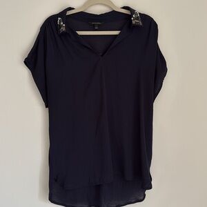 Banana Republic Embellished Knit to Woven Blouse